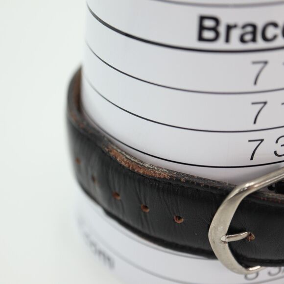 Vintage Pulsar Gold Tone Tank Watch 33mm Day Date Black Leather w New Battery main image 14